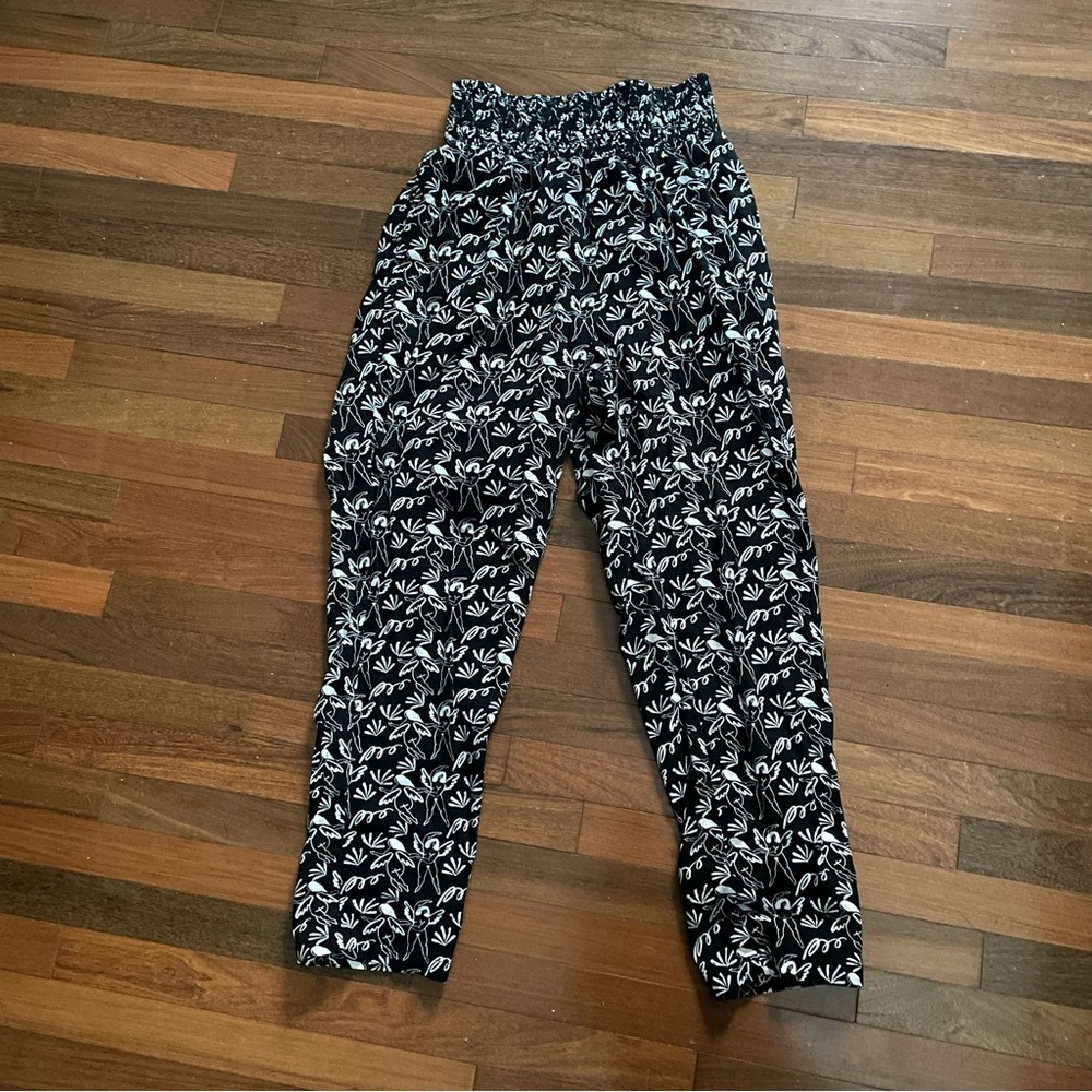 Lucy And Yak Patterned Alexa Trousers Pants M/L Black White Dancing Angel People